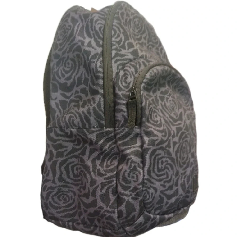 Vans Backpack Black Gray Floral Rose Print School Travel Daypack